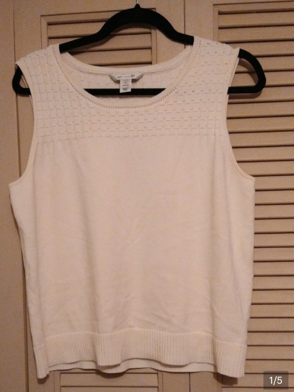 St.John Cream Knit Sleeveless Top Size L